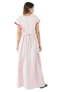 Women's Cotton Nighty Gown Maxi Nightgown Nightdress Nightwear - Pink - Free Size-thumb4