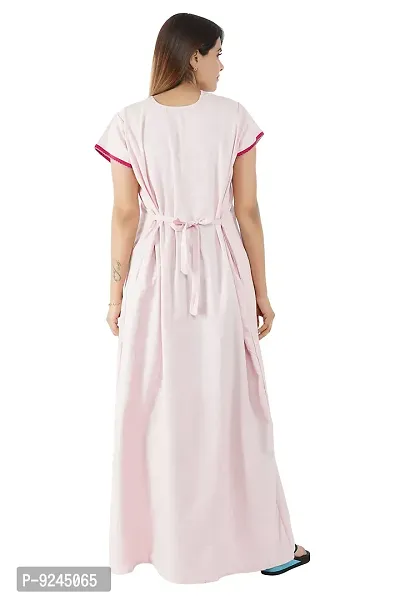 Women's Cotton Nighty Gown Maxi Nightgown Nightdress Nightwear - Pink - Free Size-thumb5