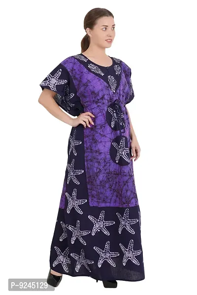 Onekbhalo Women's Cotton Floral Maxi Length Nightgown (OK_Purple_L)-thumb3