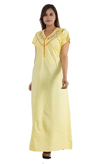 Onekbhalo Women Cotton Nighty Maxi Gown_Multicolor_Size-40 Batik Print (L, Yellow)-thumb1