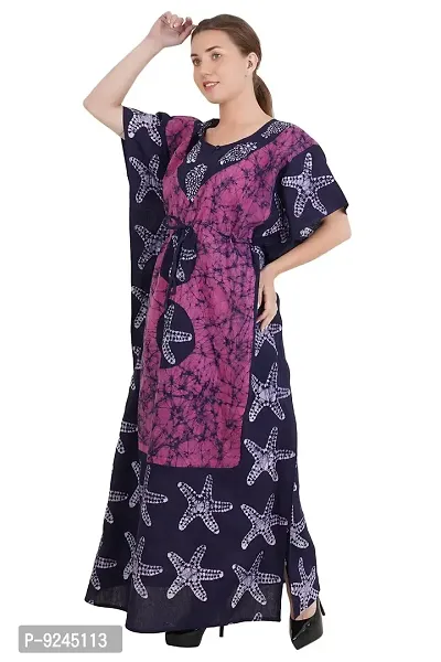 Onekbhalo Women's Cotton Kaftan Nighty Gown Maxi (Free Size, Puple)-thumb3