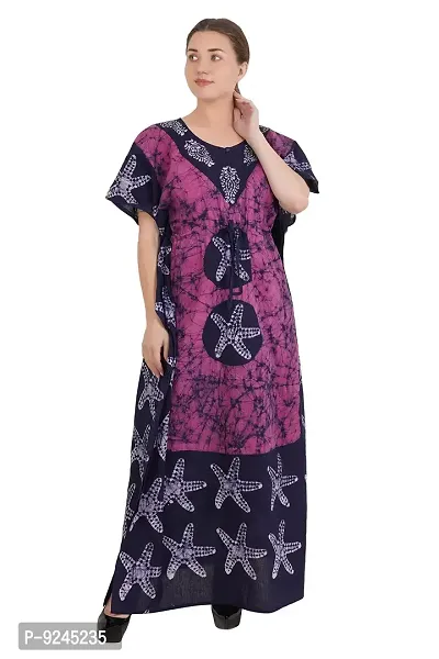 odishabazaar Women's Cotton Floral Maxi Nighty (flp-5000_Pink  Black_Free Size)