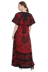 Onekbhalo Women's Cotton Kaftan Maxi Nighty (Free Size, Dark Red)-thumb3