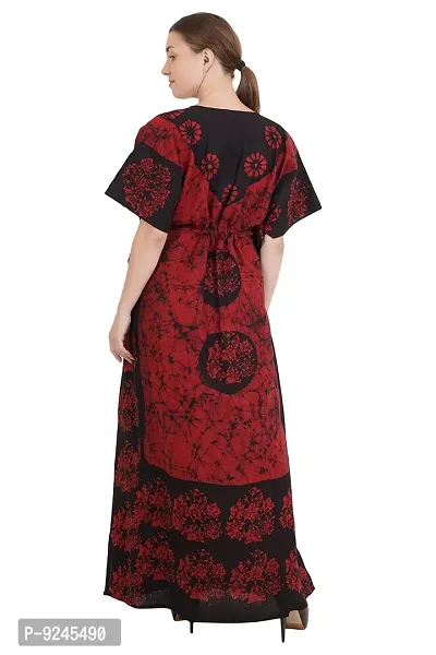 Onekbhalo Women's Cotton Kaftan Maxi Nighty (Free Size, Dark Red)-thumb4