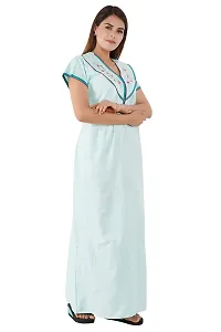 Onekbhalo Women's Cotton Nighty Maxi Nightgown Nighty Nightdress Nightwear - Cotton-V-Neck (Free, Rama Green)-thumb1