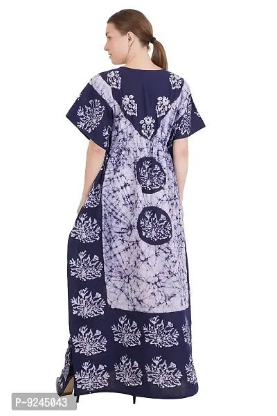 Onekbhalo Women's Cotton Printed Maxi Nighty (Onekbhalo-Jaipuri_Grey, Blue_XL)-thumb4