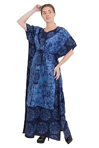 Onekbhalo Women Cotton Nighty Maxi Gown_Multicolor_Size-40 Batik Print (Free Size, Blue)-thumb2