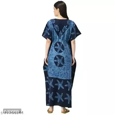 Women's? Cotton Batik Print Maxi Kaftan Nighty (cotton-kaftans_Blue_Free Size)-thumb2