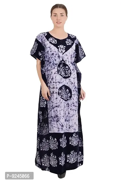 Onekbhalo Women's Cotton Printed Maxi Nighty (Onekbhalo-Jaipuri_Grey, Black_XL)