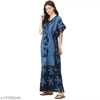 Women's? Cotton Batik Print Maxi Kaftan Nighty (cotton-kaftans_Blue_Free Size)-thumb2