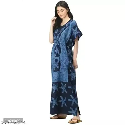 Women's? Cotton Batik Print Maxi Kaftan Nighty (cotton-kaftans_Blue_Free Size)-thumb3