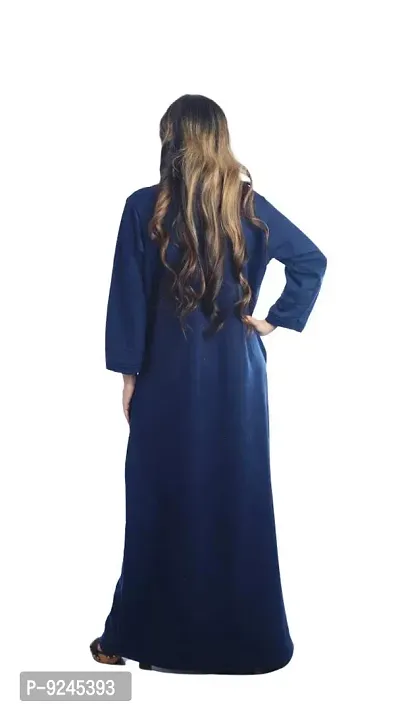 Onekbhalo Women's Woolen Embroidered Maxi Nighty (Kashmiri, blue, Free Size)-thumb4