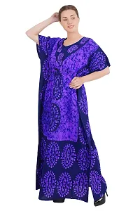 odishabazaar Women's Cotton Floral Maxi nighty ( flp-5000 _ Purple  Black _ Free Size )-thumb2