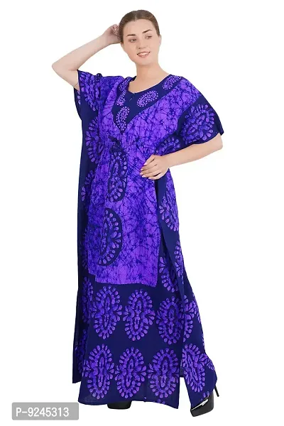 odishabazaar Women's Cotton Floral Maxi nighty ( flp-5000 _ Purple  Black _ Free Size )-thumb3