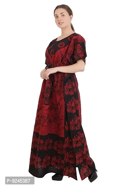 Onekbhalo Women's Alpine Floral Maxi Night Gown (OK_Maroon_L)-thumb3