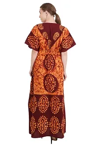 Onekbhalo Women's Cotton Kaftan Floral Maxi Nighty (Free Size, Yellow Print)-thumb1