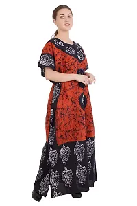 Onekbhalo Women's Cotton Kaftan Maxi Nighty (Free Size, Orange)-thumb1