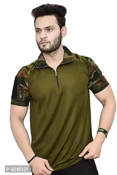 Onekbhalo Men's Uri T-Shirt Military T-Shirt Green (Medium) Half Sleeve-thumb0