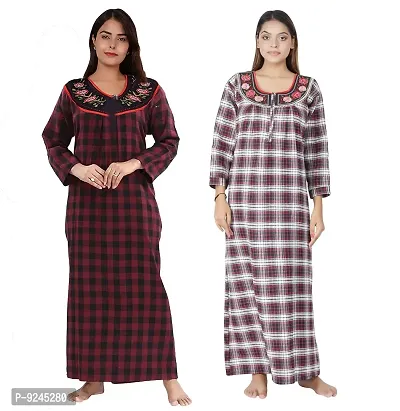 Onekbhalo Women's Woolen Nighty Winter Cotswool Nighty Combo Maxi Woolen Nighty (Kashmiri_Red_Size_40)