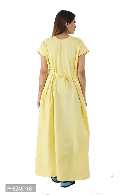 Onekbhalo Women's Cotton Floral Maxi Length Nightgown (OK_Yellow_L)-thumb5