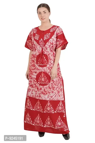 Onekbhalo Women's Cotton Kaftan Nighty Night Gown (Free Size, Pink)