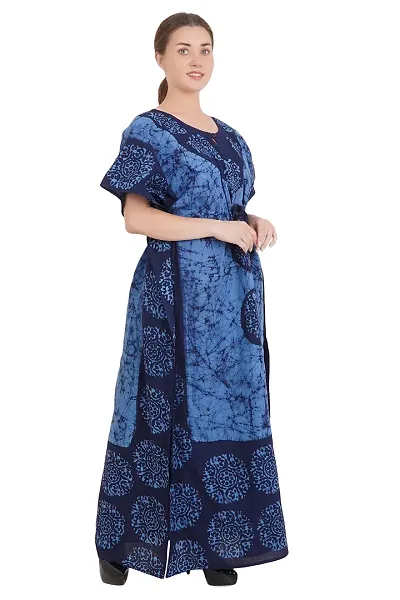 Onekbhalo Women's Floral Kaftan Nighty Maxi Gown (OK_Free Size) (Free Size, Purple)