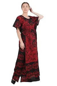 Onekbhalo Women's Cotton Kaftan Floral Maxi Nighty (Free Size, Maroon)-thumb1