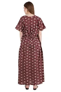 Onekbhalo Women's Cotton Kaftan Floral Maxi Nighty (Free Size, EM-Maroon)-thumb1