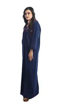 Onekbhalo Women's Wool Floral Maxi Nighty (OK_Blue_Free Size)-thumb3