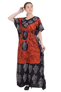 Onekbhalo Women's Cotton Floral Kaftan Nighty Night Gown Maxi (OK_Red_Free Size)-thumb2