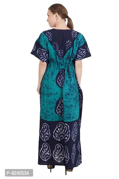 Onekbhalo Women's Cotton Floral Kaftan Nighty Night Gown Maxi (OK_Green_Size L)-thumb4