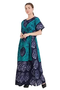 Onekbhalo Women's Cotton Floral Kaftan Nighty Night Gown Maxi (BT_Green_Size L)-thumb2