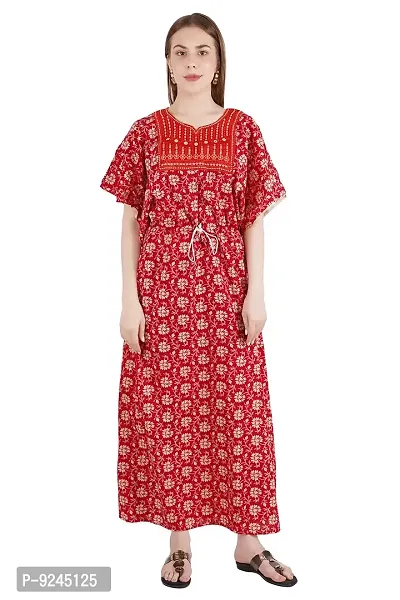 Onekbhalo Women's Cotton Kaftan Floral Maxi Full Length Nighty Kaftan