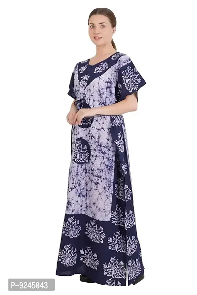 Onekbhalo Women's Cotton Printed Maxi Nighty (Onekbhalo-Jaipuri_Grey, Blue_XL)-thumb3