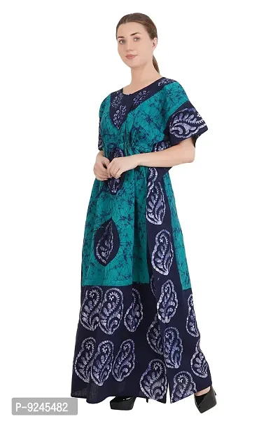 Onekbhalo Women's Cotton Kaftan Maxi Nighty (Free Size, Green)-thumb3