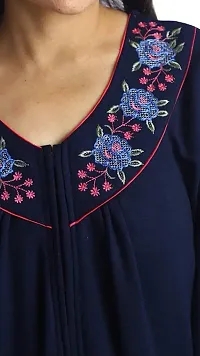 Onekbhalo Women's Wool Embroidered Maxi Nighty (Kashmiri_multicolour_XL)-thumb1