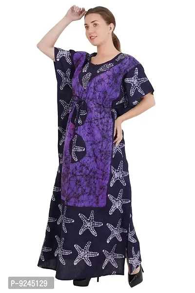 Onekbhalo Women's Cotton Floral Maxi Length Nightgown (OK_Purple_L)-thumb2