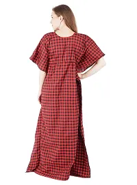 Onekbhalo Women's Cotton Checkered Maxi Nighty Kaftan Free Size-thumb3