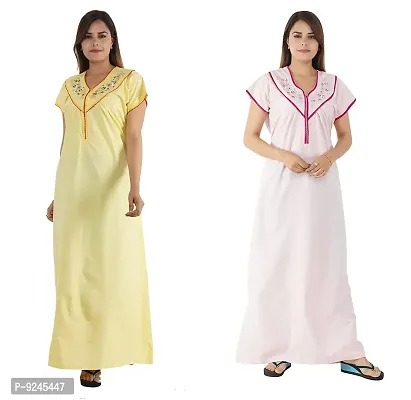 Onekbhalo Women's Cotton Nighty Night Gown Multi Color (Free Size, Combo)-thumb0