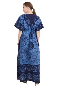 Onekbhalo Women's Cotton Floral Kaftan Nighty Maxi Gown (OK_Free Size) (Free Size, L-Blue)-thumb1