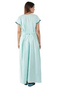 Onekbhalo Women's Cotton Nighty Maxi Nightgown Nighty Nightdress Nightwear - Cotton-V-Neck (Free, Rama Green)-thumb4