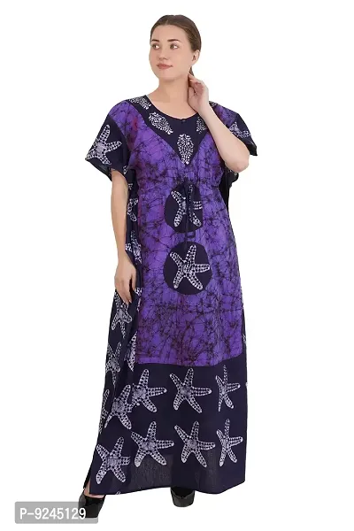 Onekbhalo Women's Cotton Floral Maxi Length Nightgown (OK_Purple_L)