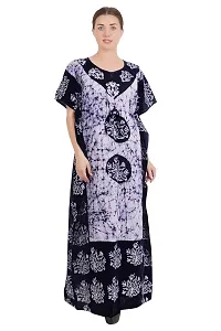 Onekbhalo Women's Cotton Floral Kaftan Nighty Maxi Gown (OK_Free Size) (Free Size, Grey)-thumb3