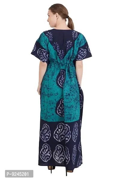 Onekbhalo Women's Cotton Floral Kaftan Nighty Night Gown Maxi (BT_Green_Size L)-thumb4