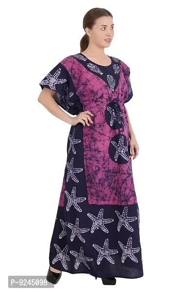 Onekbhalo Women's Cotton Floral Maxi Nighty (OK_Purple_Free Size)-thumb2