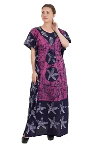 Onekbhalo Women's Cotton Embroidered Maxi Nighty (Batik_multicolour_XL)-thumb2