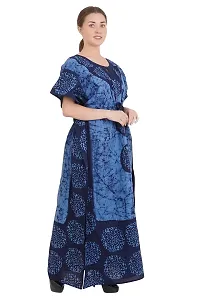 Onekbhalo Women's Cotton Printed Maxi Nighty Kaftan Free Size (Blue, Cotton)-thumb1