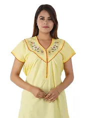 Women's Cotton Solid Maxi Nighty (Free Size, Yellow)-thumb3