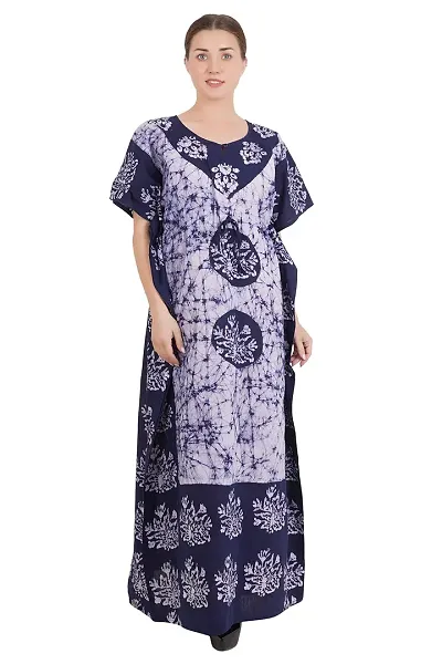 Onekbhalo Women's Maxi Nighty (Onekbhalo-Jaipuri_Grey, Blue_XL)