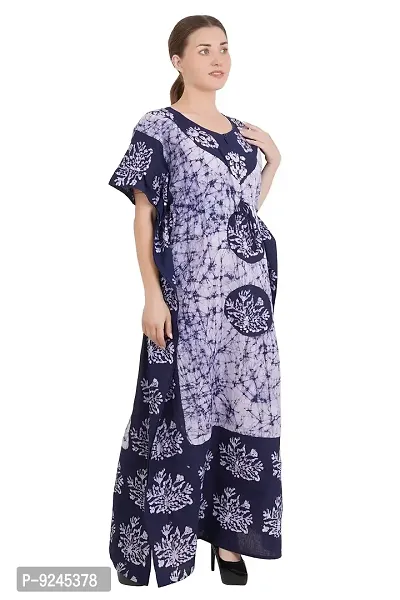 Onekbhalo Women's Cotton Printed Maxi Nighty Kaftan Free Size (Grey, Cotton)-thumb2